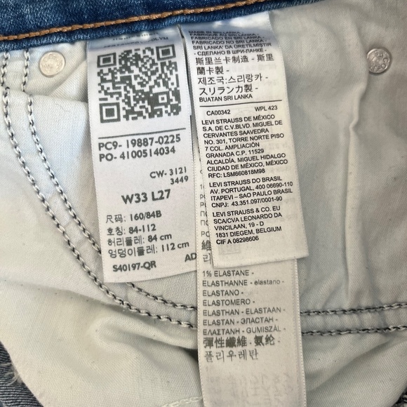 Levis Sz 33 Boyfriend Jeans Denim Pants Mid Rise Relaxed Fit Stretch Tapered Leg - Picture 9 of 9